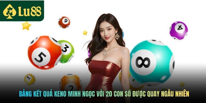 Bảng kết quả Keno Minh Ngọc với 20 con số được quay ngẫu nhiên