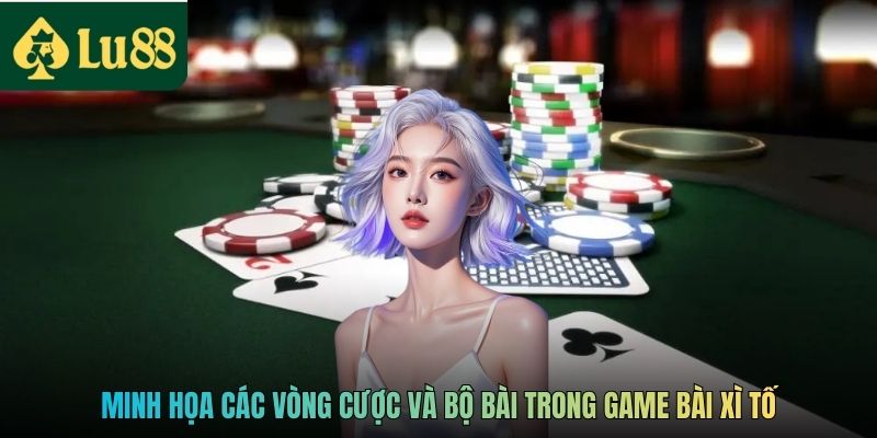 Game Bài Xì Tố – Trò Chơi Bài Trí Tuệ Hấp Dẫn Tại LU88 3 Minh họa các vòng cược và bộ bài trong game bài Xì tố